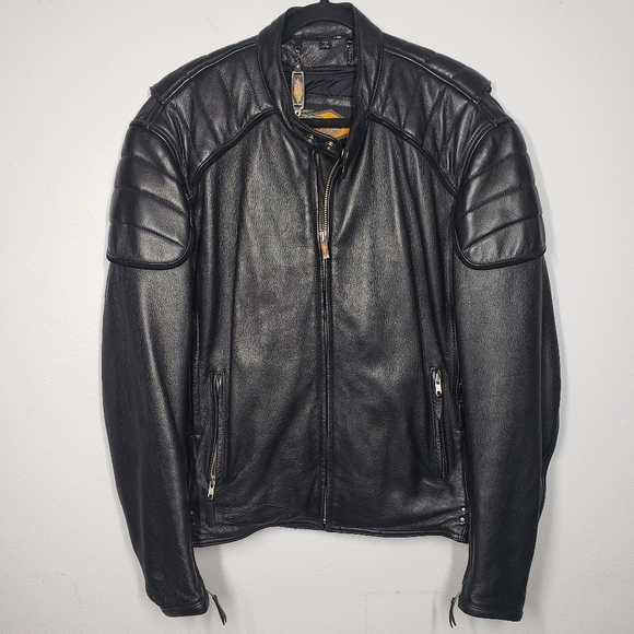 Power Trip Black Leather Motorcycle Jacket - Picture 1 of 12